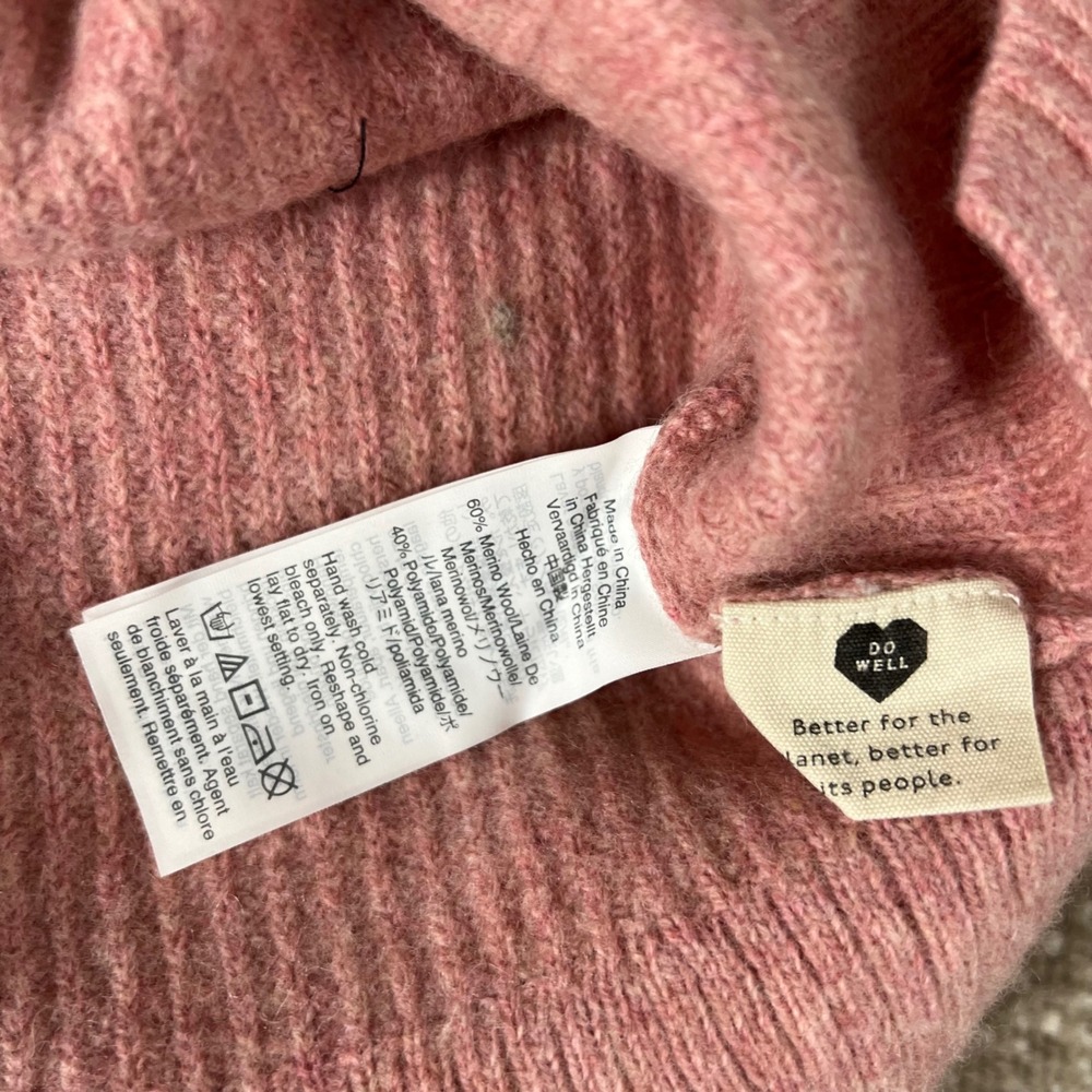 Madewell Pink Ribbed Knit Lyle Henley Sweater Womens Small Merino Wool Blend - Picture 3 of 6